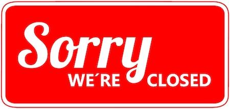 Sorry We are Closed sign from pixabay.com