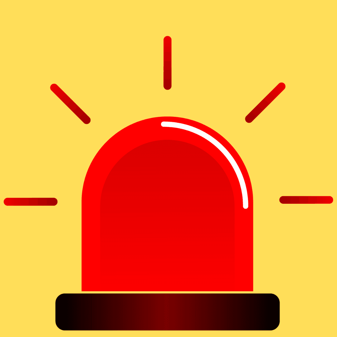 clipart of red flashing alarm with rays  pixabay/canva-