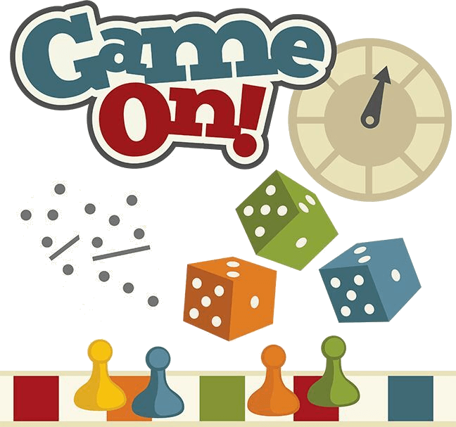 Text Game on! with dice, pog pieces on squares and a wheel with an arrow to spin for categories.