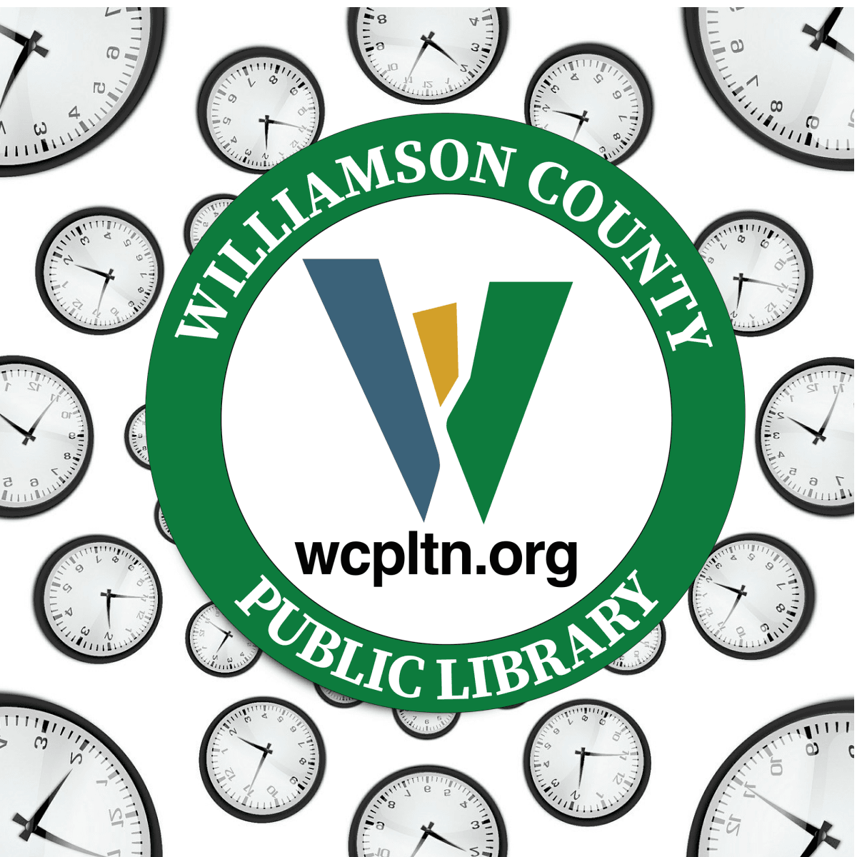 library logo on clocks