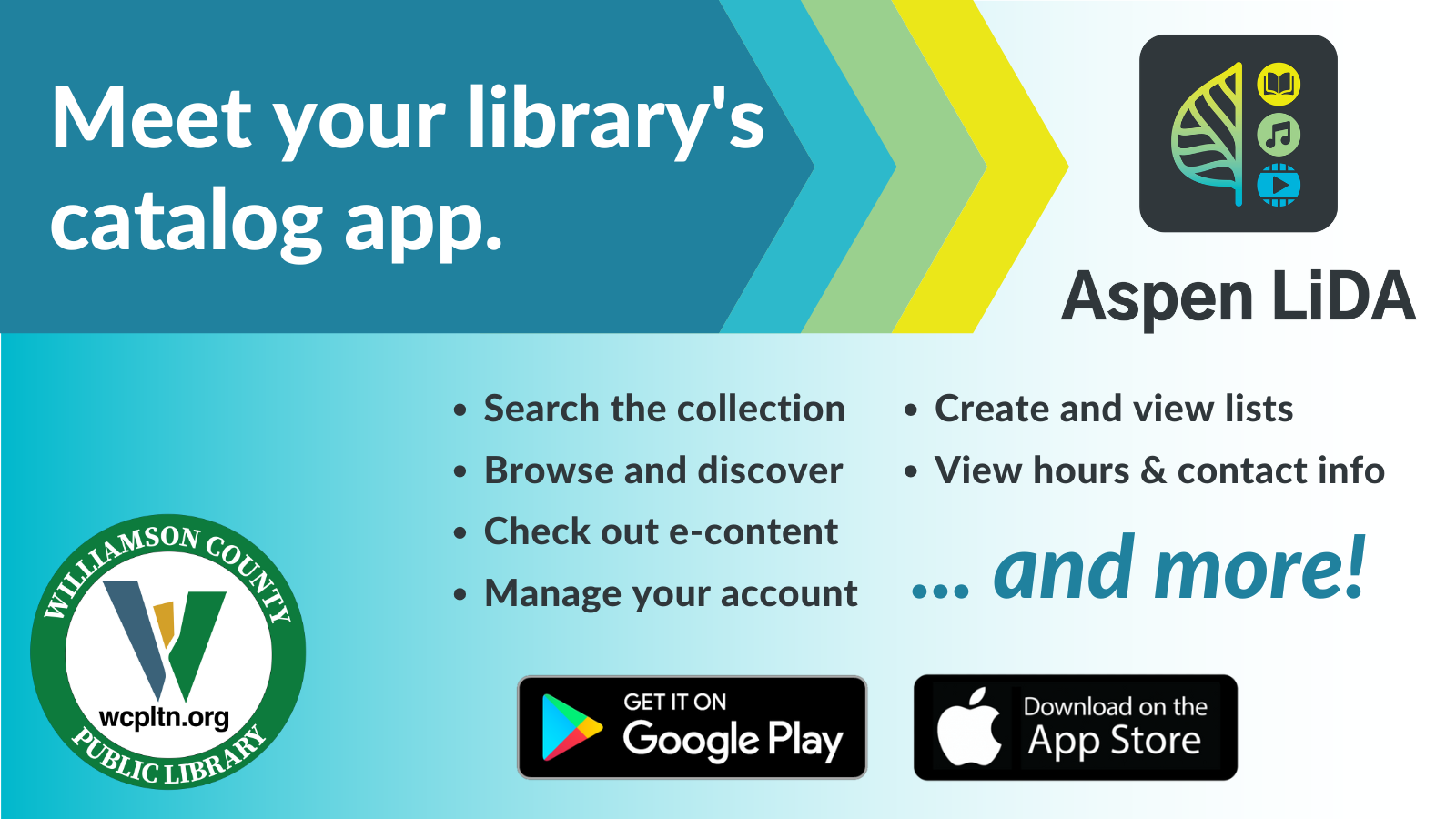 image of phone in hand ppromoting lida app for library catalog