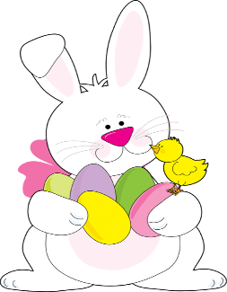easter bunny with eggs and chick