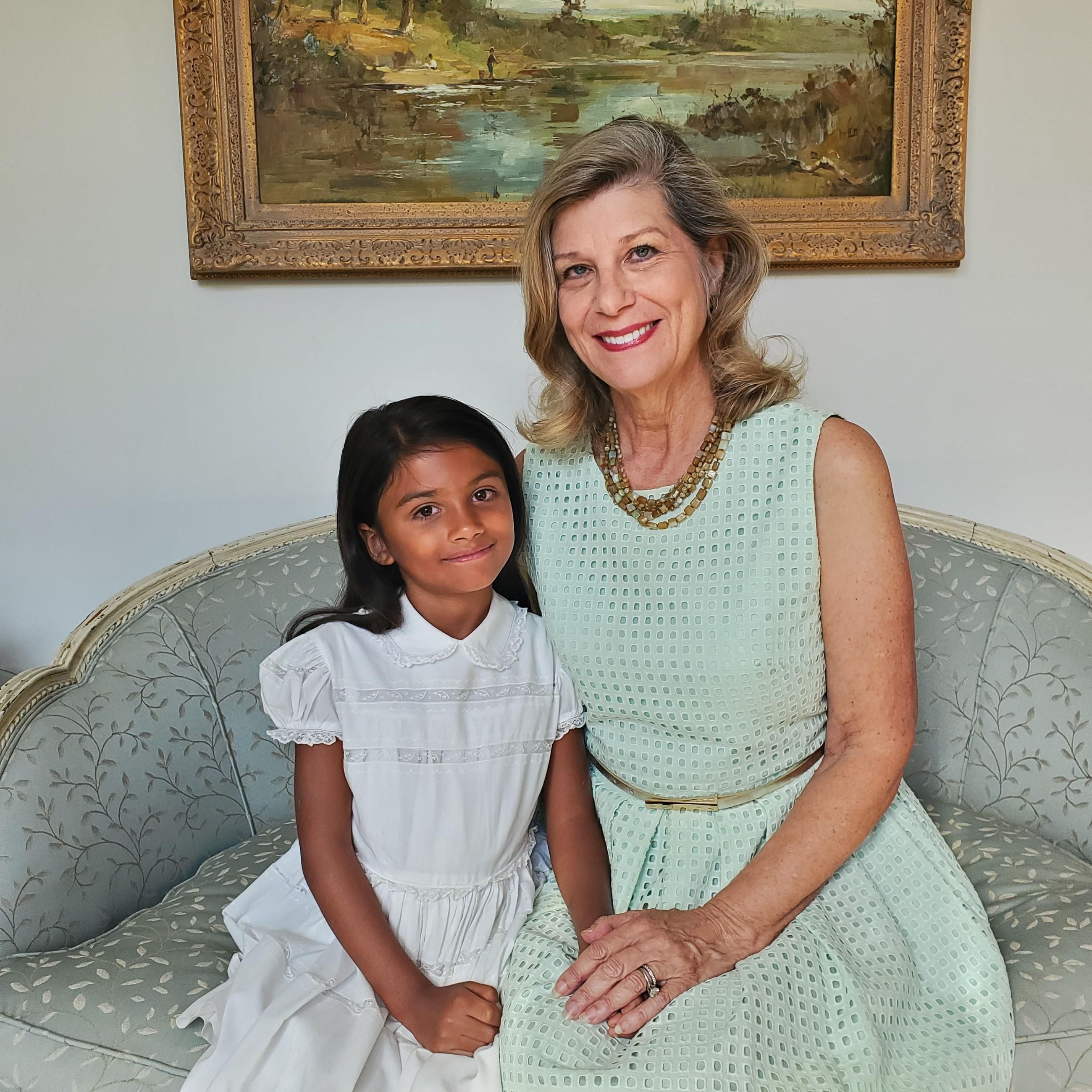 Harriet Paulk Hessam (grandmother) and Amelie Sultana Patel (child)